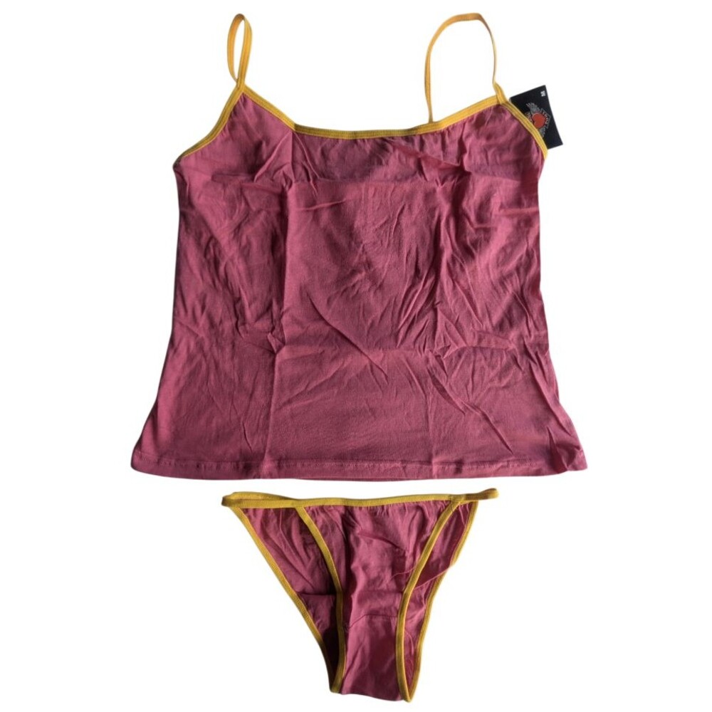 Dangerous Duds Pink & Yellow Cami Tank Top & Panty 2pc Lingerie Set Size